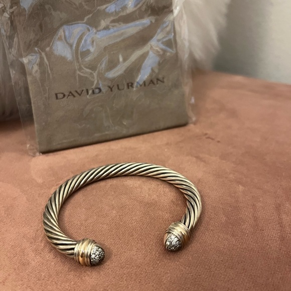 David Yurman 7mm silver classic cable bracelet, diamonds and 18kt yellow gold - Picture 4 of 8